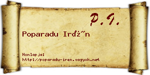 Poparadu Irén névjegykártya